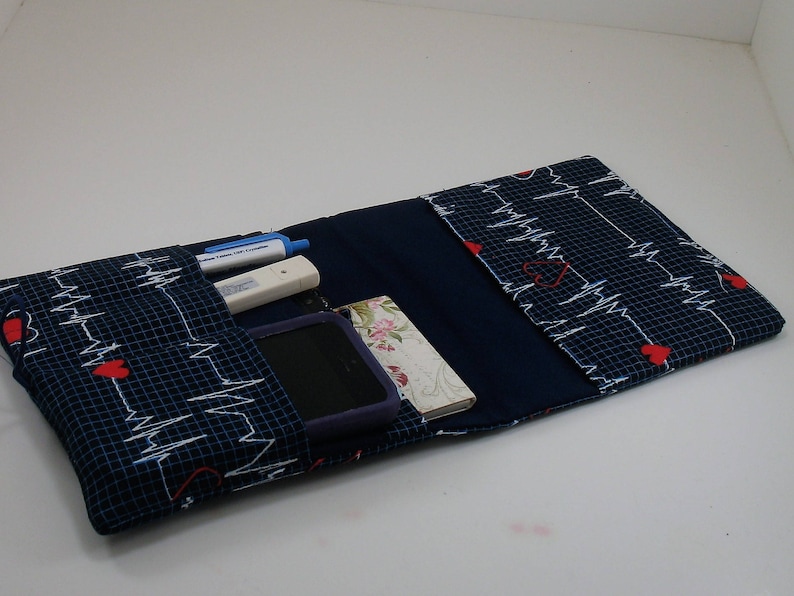 Medical Pocket Organizer - Nurse Scrubs Pocket Case - Two Sizes to choose from - Heartbeat fabric image 3