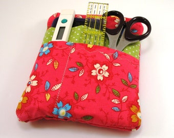 Nurse or Doctor Pocket Organizer With zipper- Coral Floral Print- Made to order in two sizes