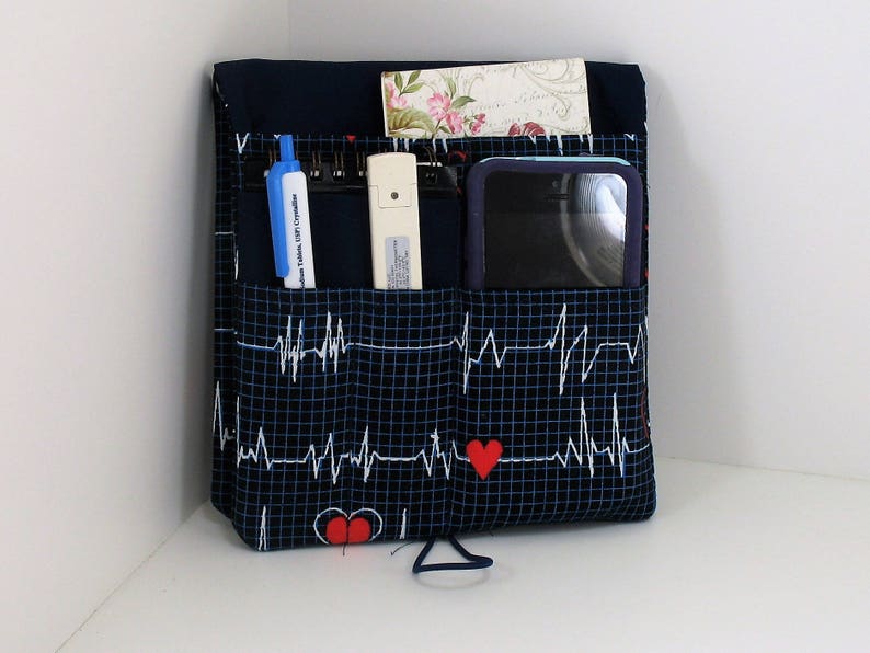 Medical Pocket Organizer - Nurse Scrubs Pocket Case - Two Sizes to choose from - Heartbeat fabric image 1