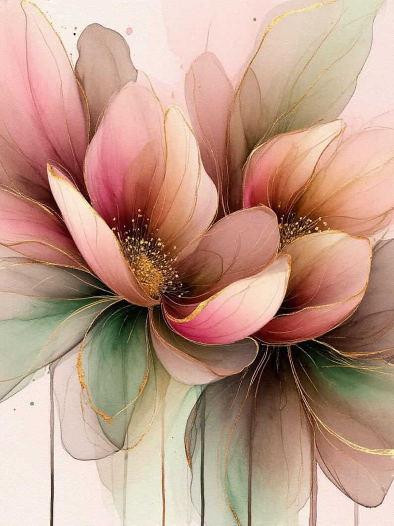 Abstract Floral Wall Art Modern Flower Painting Elegant Home Decor - Etsy