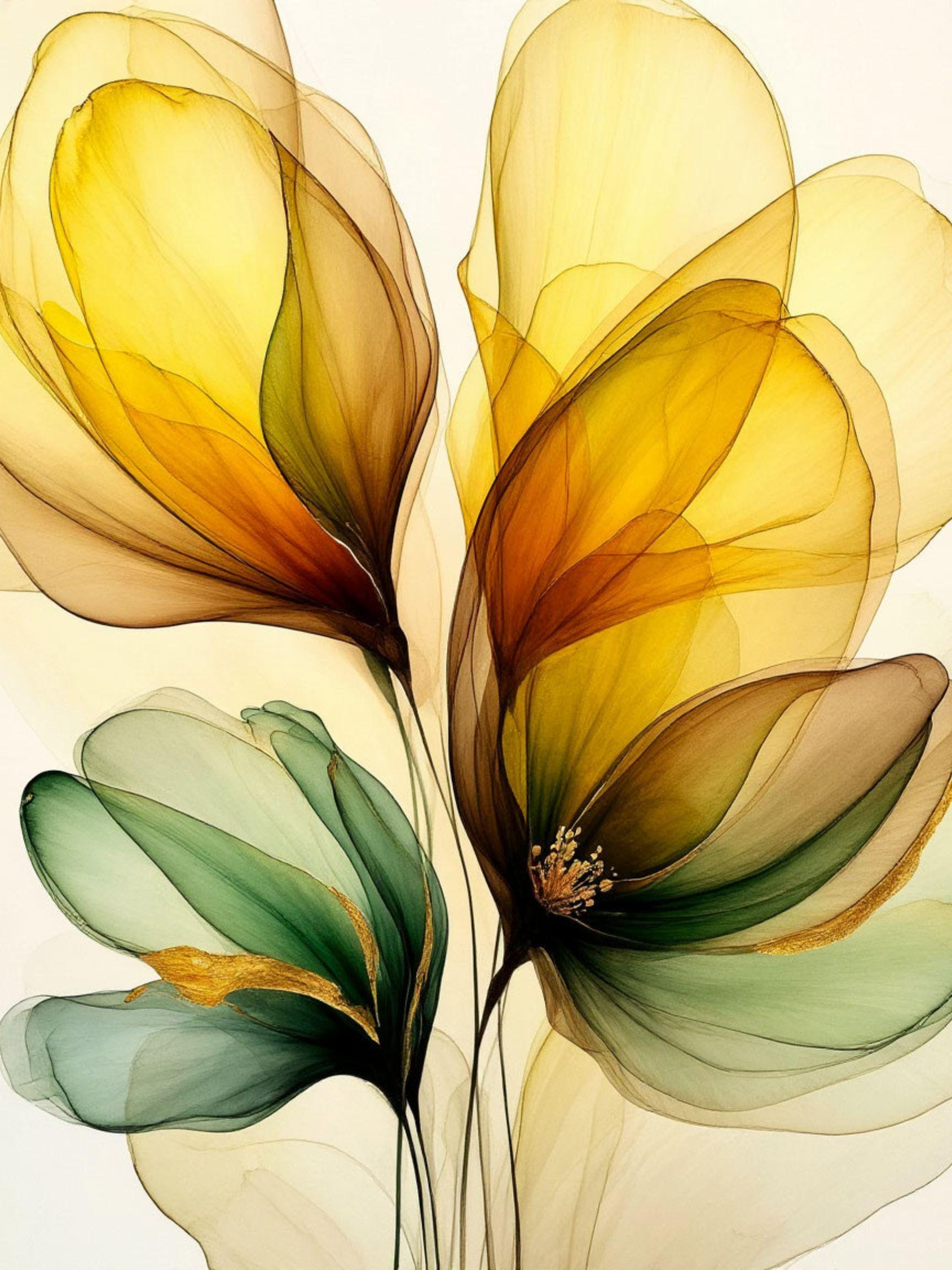 Abstract Floral Wall Art Modern Flower Painting Elegant Home Decor - Etsy