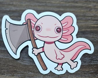 Adesivo AXE-olotl / simpatico adesivo axolotl con ascia
