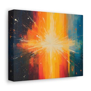 Radiant Burst of Light Abstract Canvas - Modern Inspirational Wall Art, Bold Color Palette