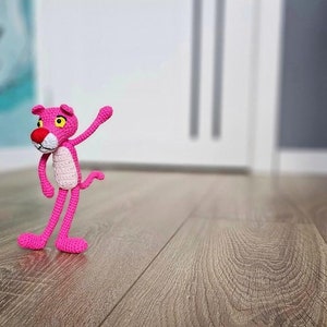 CROCHET PATTERN Pink Panther 16 cm / Amigurumi tutorial PDF file / Wire frame