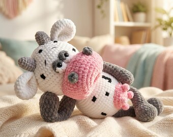 Amigurumi Cow Crochet Pattern, 30cm Plush Toy (PDF Pattern)