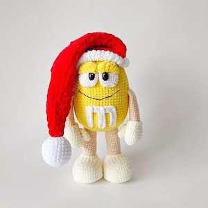 CROCHET PATTERN Yellow candy in a New Year&#39;s cap 24 cm / Amigurumi tutorial PDF file New Year Christmas
