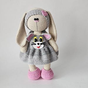 Crochet Pattern: Costume for a toy 27 cm/Cat/ AMIGURUMI / Instructions in PDF format