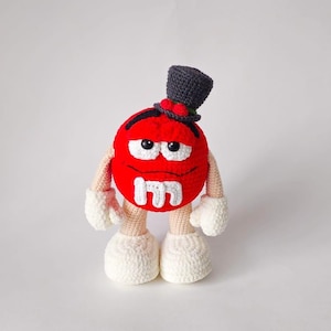 CROCHET PATTERN Red candy in a New Year&#39;s top hat 24 cm / Amigurumi tutorial PDF file Christmas New Year