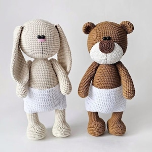 SET  Bear and Bunny 27 cm / AMIGURUMI / Instructions in PDF format