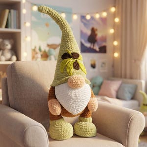CROCHET PATTERN Gnome 42 cm / Amigurumi tutorial PDF file The first photo was created by artificial intelligence.