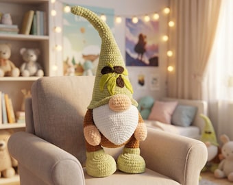 CROCHET PATTERN Gnome 42 cm / Amigurumi tutorial PDF file The first photo was created by artificial intelligence.