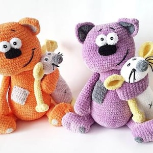 CROCHET PATTERN Cat (35 cm), Mouse (25 cm) / Amigurumi tutorial PDF file