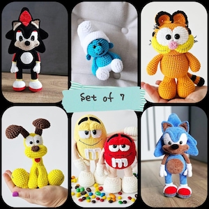 SET of 7 Crochet Patterns as in the photo / Amigurumi Tutorial PDF files