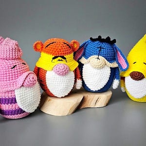 SET of 4 GNOMES /Crochet Patterns as in the photo / Amigurumi Tutorial PDF files