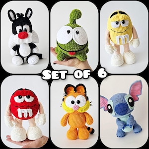 SET of 6 Crochet Patterns as in the photo / Amigurumi Tutorial PDF files