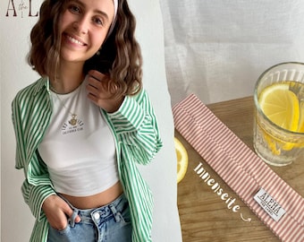 Striped jersey headband “Rose” - stylish and gentle on hair - for your summery Scandi girl look