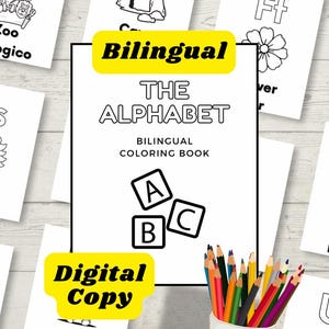 Bilingual ABC Coloring Book English & Spanish Learning Printable PDF Educational for Kids Bilingual Coloring Bilingual Kids Summer Activity