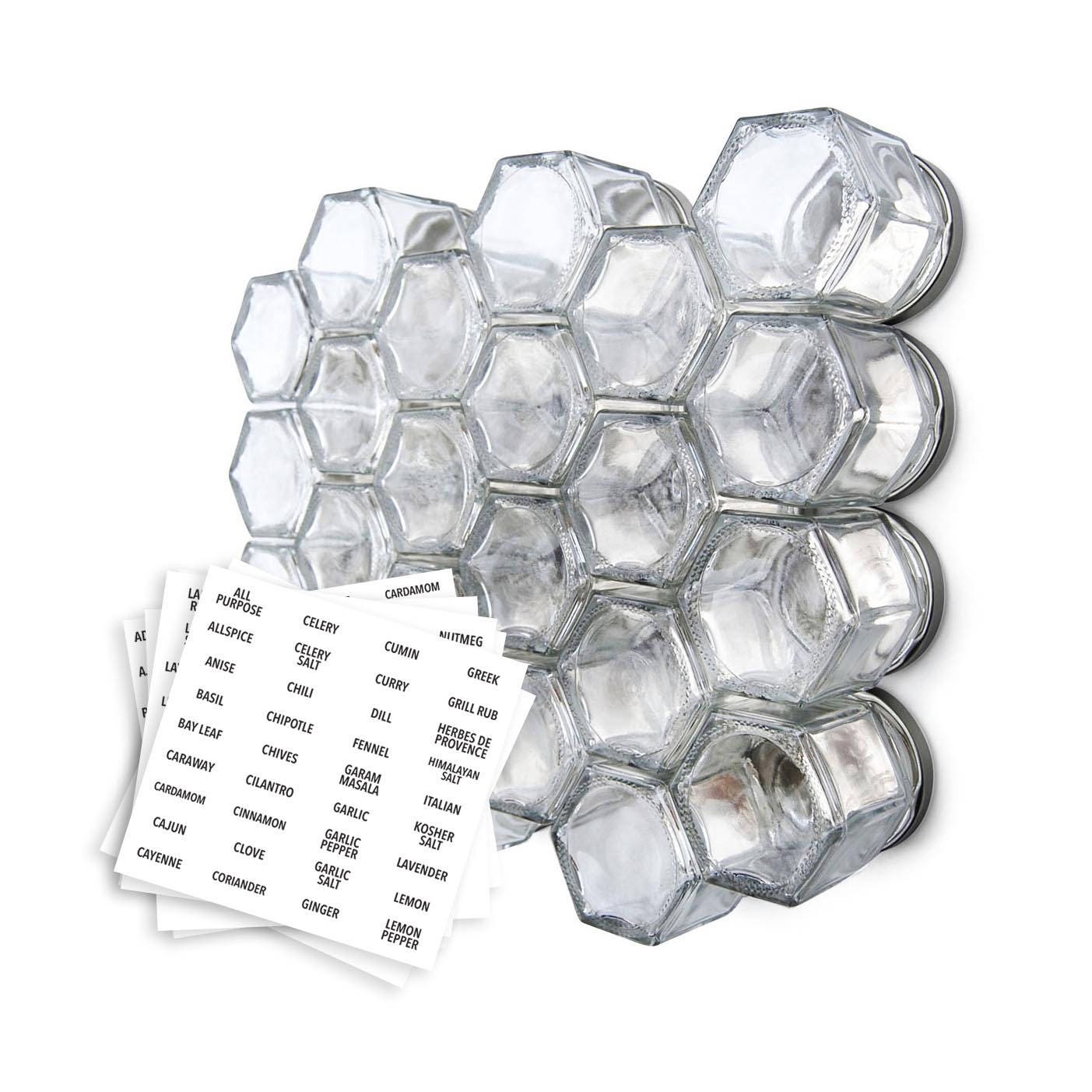 Portaspezie magnetico di Gneiss Spice / 24 piccoli barattoli di vetro  esagonali vuoti etichette trasparenti / spezie per frigorifero / dispensa  organizzazione -  Italia