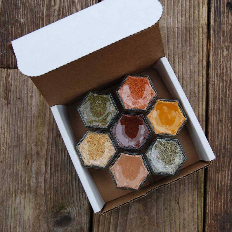 THAI SPICES 7 Organic Seasonings in Magnetic Jars Includes Sriracha Salt Unique Gift Idea for Southeast Asian Cooking Gneiss Spice image 1