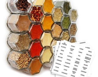 Magnetic Spice Racks and Organic Filled Spice Jars