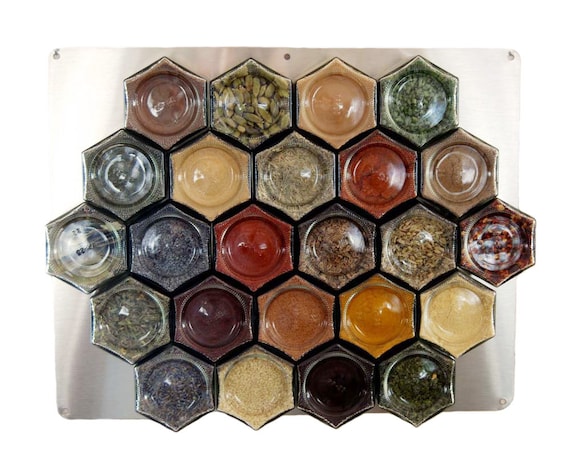 Magnetic Spice Racks and Organic Filled Spice Jars