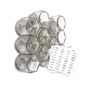 Magnetic Spice Jars by Gneiss Spice | 12 Empty Large 1/2 Cup Glass Jars | Air Tight, Convenient + Fun | Declutter and Organize Kitchen
