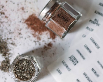 Etiquetas de tarros de especias / pegatinas transparentes de los nombres de condimentos más comunes / Organice su despensa + ORDENAR