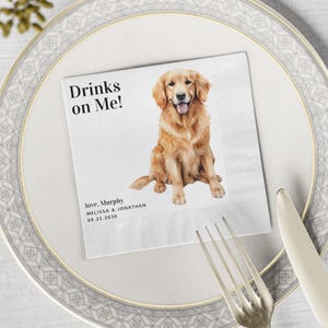 Custom Pet Portrait Wedding Napkins, Custom Pet Cocktail Napkins, Dog Wedding Napkins, Custom Pet Cocktail Napkins, Customized Pet Napkins