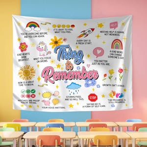 Custom Positive Classroom Tapestry, Classroom Decor, Therapy Teacher Tapestry, Teacher Gifts, Things to Remember Banner, Back To School gift