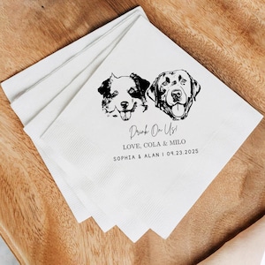 Custom pet Wedding Napkins Using Pet Photo Personalized Dog Cocktail Wedding Serviettes Custom Cat Napkins Dog Napkins Birthday Decorations