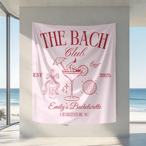 Custom Bachelorette Party Tapestry, Beach Bachelorette Photo Backdrop, Bachelorette Banner, Coastal Bachelorette Party Decor, The Bach Club