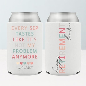 Custom Retirement Can Cooler, Retirement Party Can Coolers, Retirement Gifts For Men, Retirement Can Cooler Favors, Retirement Party Beer