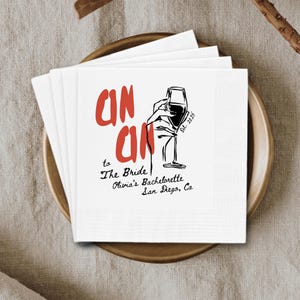 Personalized Cin Cin Cherub Cupid Wedding, Custom Bachelorette Beach Party Favor, Bach Club Napkins, Bachelorette Parrty Napkins