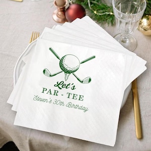 Custom Golf Napkins, Let&#39;s Party Golf Napkins, Personalized Happy Birthday Napkins, Fun Golf Party Decor, Cocktail Dinner Napkins