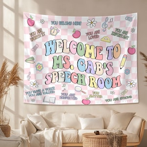 Custom Welcome Teacher to Classroom Tapestry, Custom Name Teacher Tapestry, Classroom Decor, Back to school Banner, Teacher Gifts