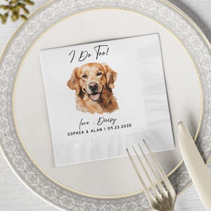 Custom Photo Dog Wedding Napkins, Custom Pet Wedding Napkins, Pet Cocktail Napkins, Custom napkins wedding, Wedding cocktail napkins