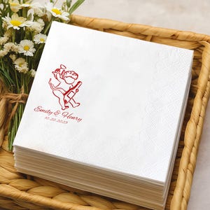 Custom Cin Cin Cherub Cupid Wedding, Personalized Napkins, Cocktail Wedding Napkins, Engagement Napkins, Cheers to Love Napkin, Party Napkin