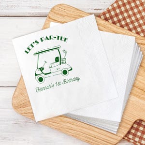 Custom Let&#39;s Par Tee Napkins, Golf 1st Birthday Napkins, Golf Theme Party Napkins, Masters Golf Napkins, Golf Birthday Beverage Napkin