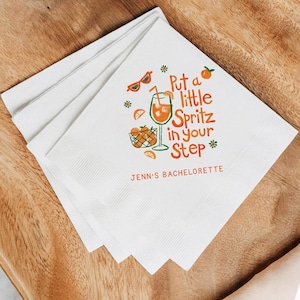 Custom put a little spritz Napkins, Aperol Spritz Bachelorette Party Decor, Personalized Italian Summer Cocktail Napkins