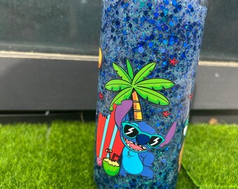 16 oz Snowglobe Glitter Tumbler with Lid and Straw