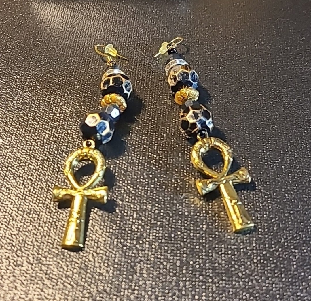 Gold ankh earrings Clearance