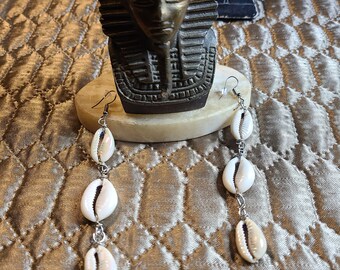 3 tier Cowrie shells earrings,  cowrie shells earrings,  gift for her