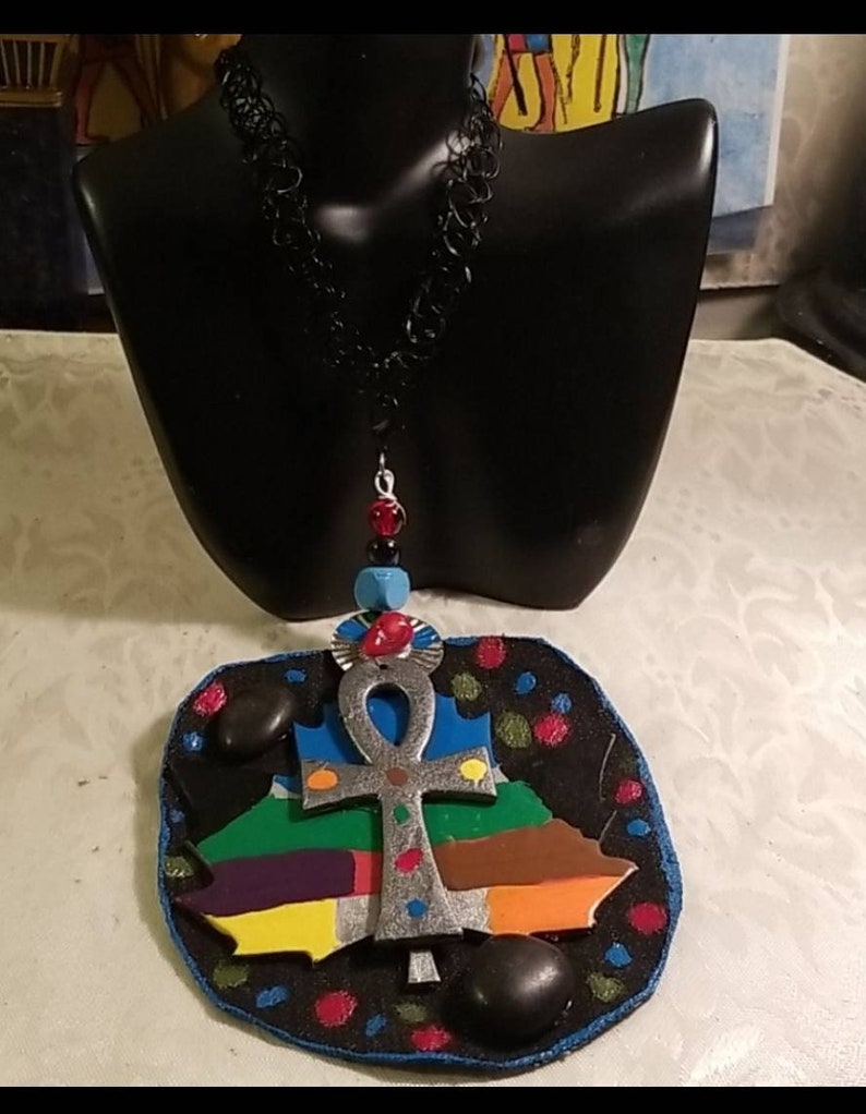 wood ankh choker ankh necklace Ankh choker gift for her Egyptian necklace birthday gift ankh jewelry Egyptian choker