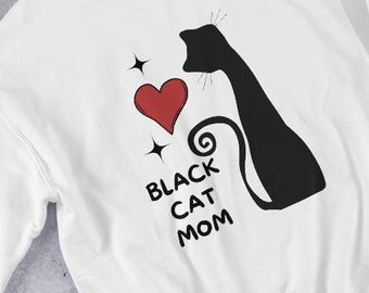Black Cat Mom - Unisex Sweatshirt | Retro Mid Century - Gift for Cat Lovers | Funny Cat Mom Birthday Gift
