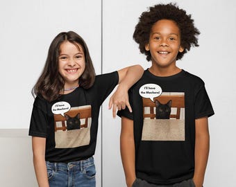 Black Cat meme Youth t-shirt | Cozy Retro Mid Century | Gift for Cat Lovers | Funny Cat Kids shirt