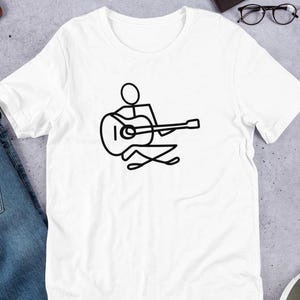 Black line drawing guitar player Unisex t-shirt