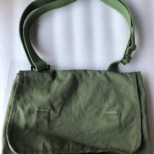Vintage 1960s Military - Green Canvas Satchel from China