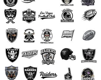 Paquete PNG de los Raiders de Las Vegas: 30 logotipos PNG de los Raiders, estilo SVG de los Raiders, mascota retro de fútbol PNG, imágenes prediseñadas de fútbol para camisetas