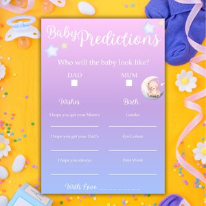 Cartes de prédictions de bébé, jeu de baby shower neutre ours, carte de prédictions, jeu imprimable de révélation du sexe de bébé, prédictions pour bébé