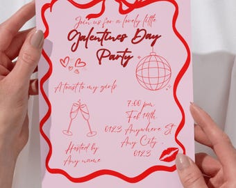 Invitación editable para fiesta de Galentine, invitación para Galentine, plantilla de invitación de San Valentín, invitación imprimible para fiesta de Galentine.